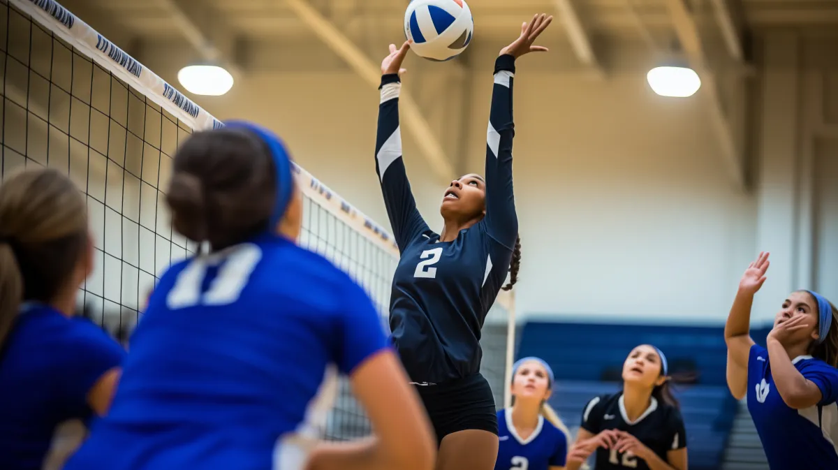 Youth volleyball player setting the ball